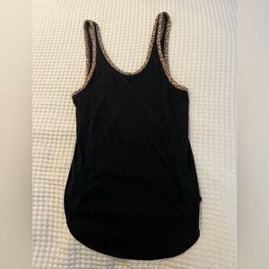 PINK Victoria's Secret Black Tank Top with Leopard Trim